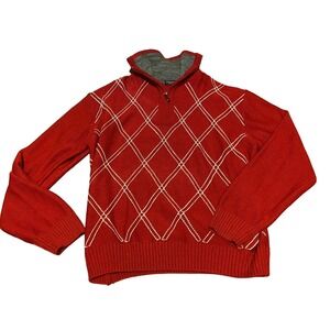 Pronti Collection by Phita Men Sweater 4X Heavyweight 1/4 zip red white gray